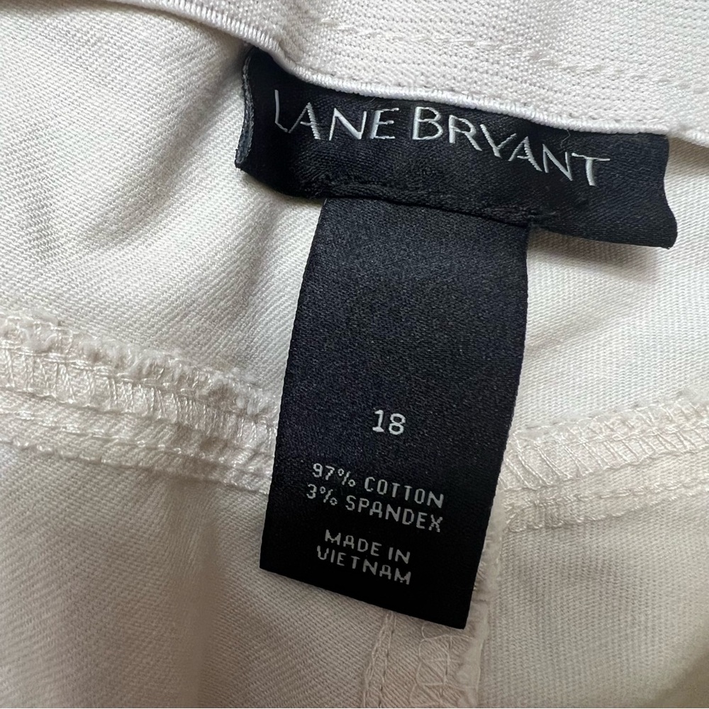 Lane Bryant Birch Embroidered Utility Ankle Pants cream pink roses - Picture 10 of 10